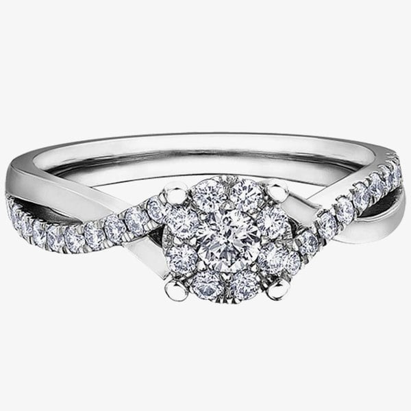 T. H. Baker 9ct White Gold 0.52ct Diamond Twist Cluster Ring LB3967WG/52-10