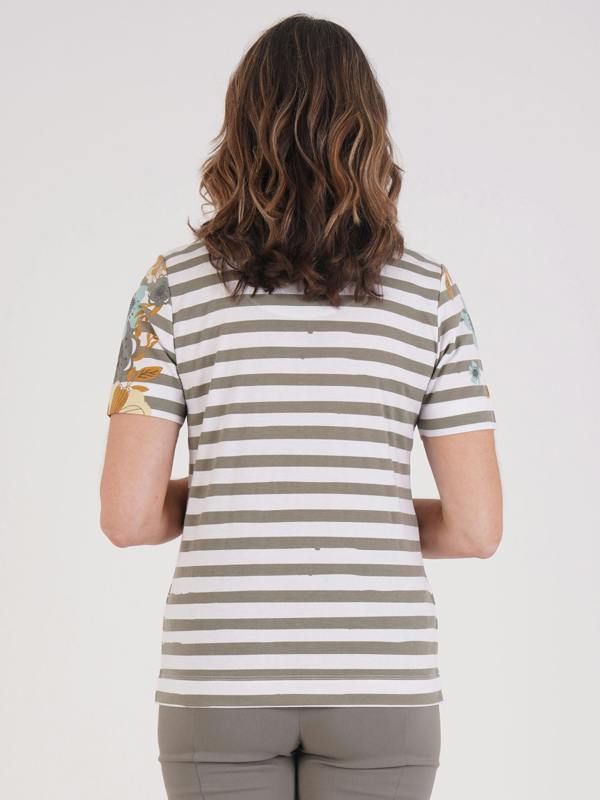 TIGI Stripe And Floral Blend Print Top