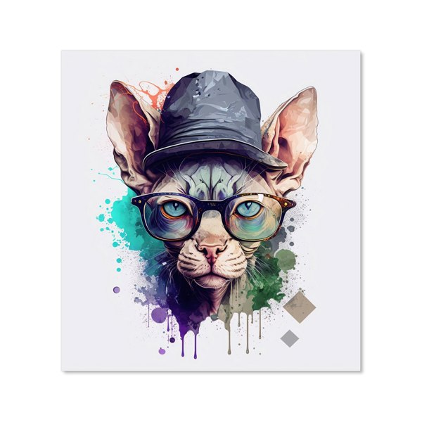 Warren Reed - Designer Sphynx Cat Face Splashart Kitchen Splashback