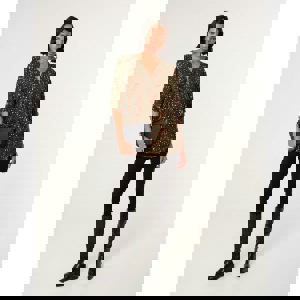 Blue Vanilla Printed Zip Front Top