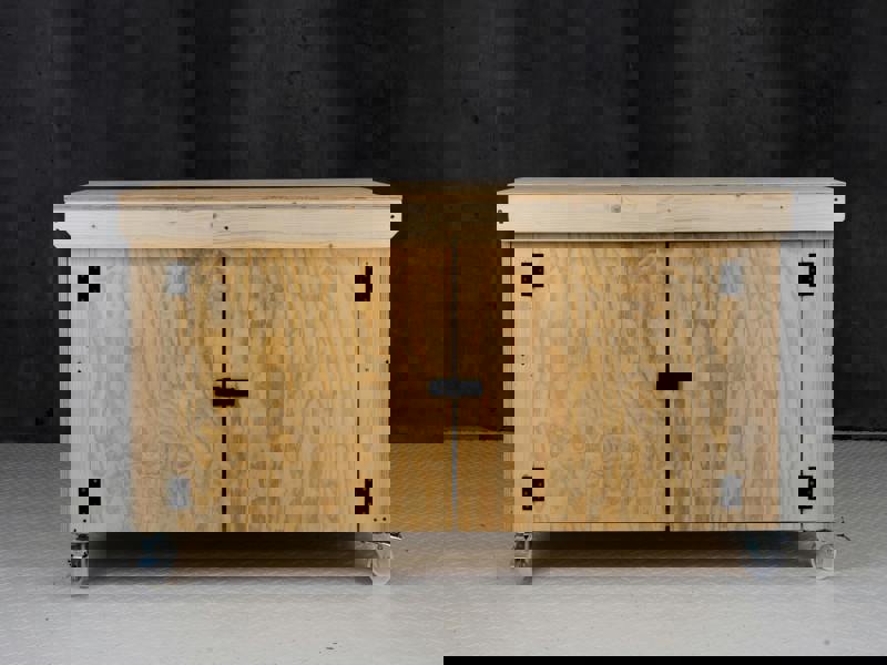 Arbor Garden Solutions Wooden Plywood Top Workbench With Lockable Cupboard (V.9) With Wheels, Double Shelf