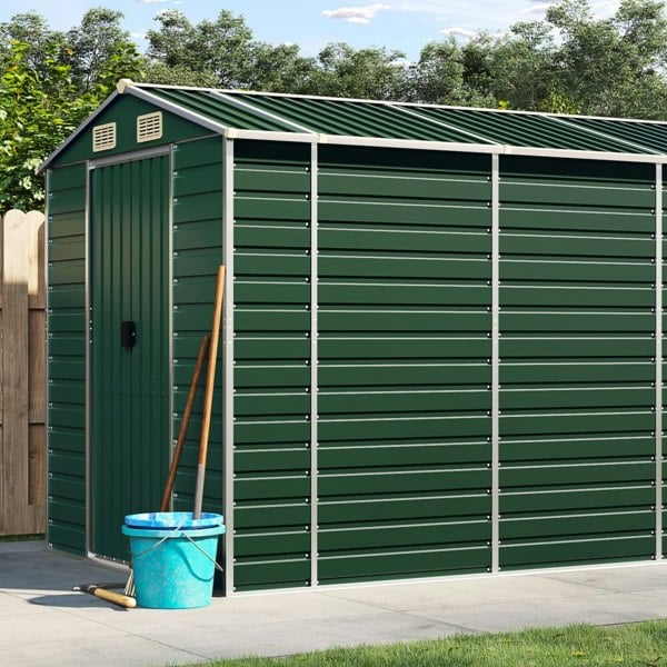 Berkfield Garden Shed Green 191x555x198 cm Galvanised Steel