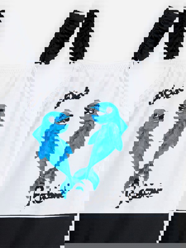 Mini Rodini Girls Dolphins Frill Swimsuit in Multicolour