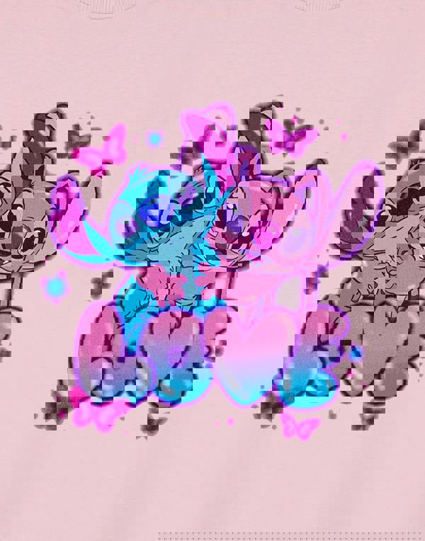 Lilo & Stitch Lilo & Stitch Girls Pink Pink Love Short Sleeved T-Shirt