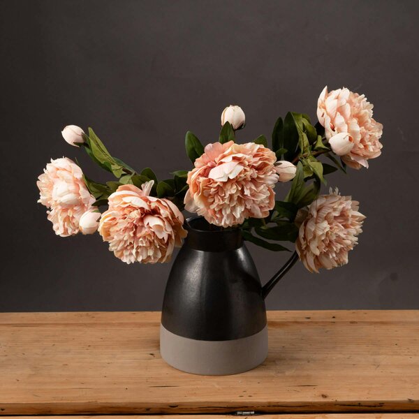 Wyld Haus Set of 3 Artificial Flowers Peach Peony Rose Stem