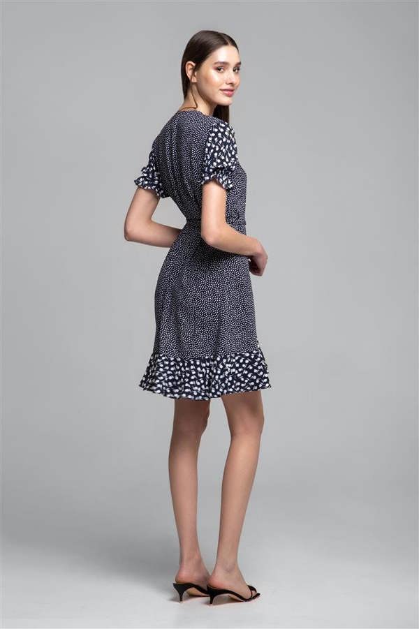 Rumour London Myla ruffled wrap dress with short sleeves in floral print