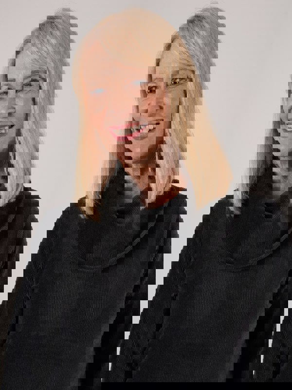 PennyPlain Ribbed Velour Cowl Neck Top - Black