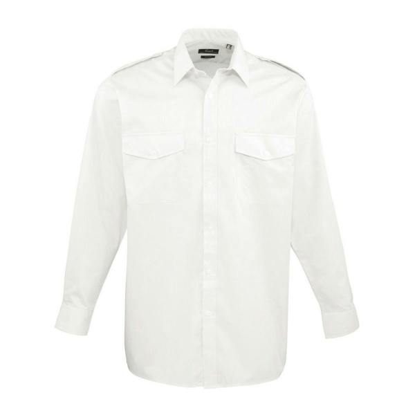 Premier Mens Long-Sleeved Pilot Shirt - White