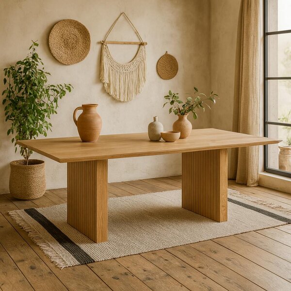 Wyld Haus Twillbury Oak Rectangle Dining Table Slatted Legs
