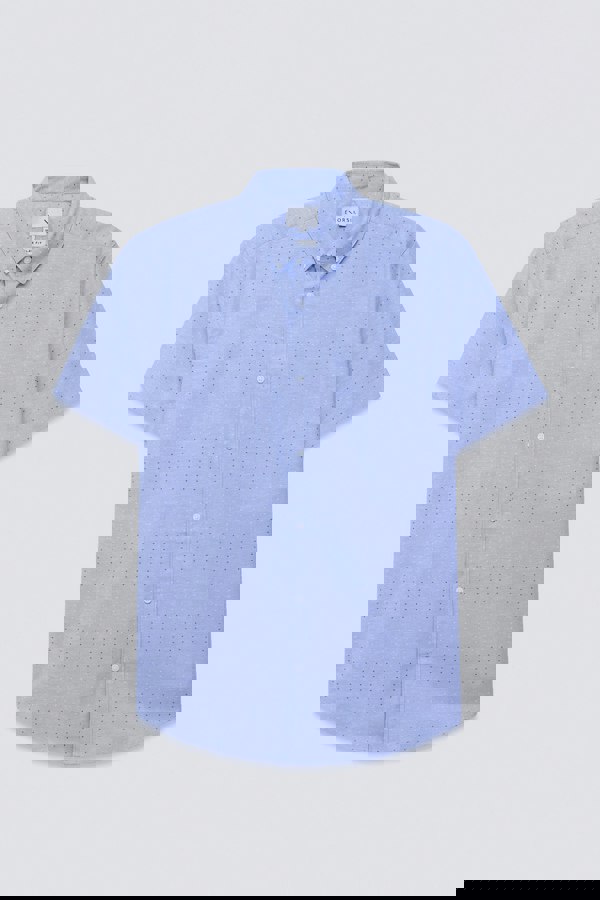 ENORSIA Printed Short Sleeve Shirt with Polka Dots and Comfortable Fit