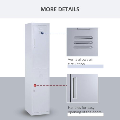 Wyld Haus Marino 180cm Light Grey Metal Tall Locker Storage Cabinet With Internal Shelves
