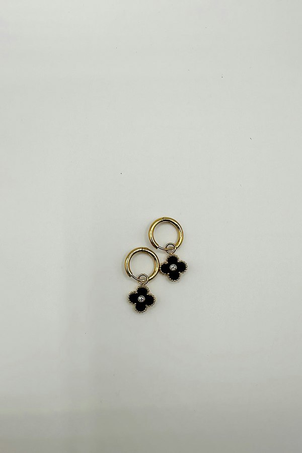 SVNX Mini Clover Drop Hoop Earrings in Gold