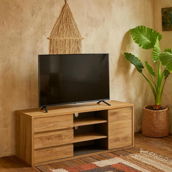 Wyld Haus Athens Natural Oak Wood Effect 1 Door 3 Drawer TV Cabinet