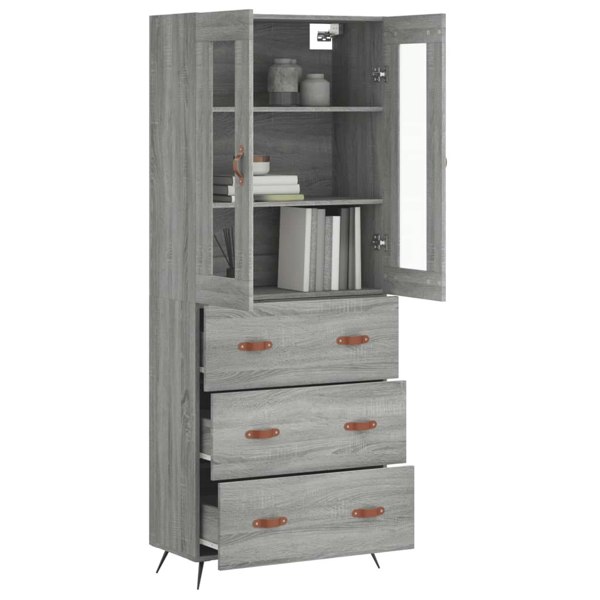 Berkfield Highboard Grey Sonoma 69.5x34x180 cm Engineered Wood