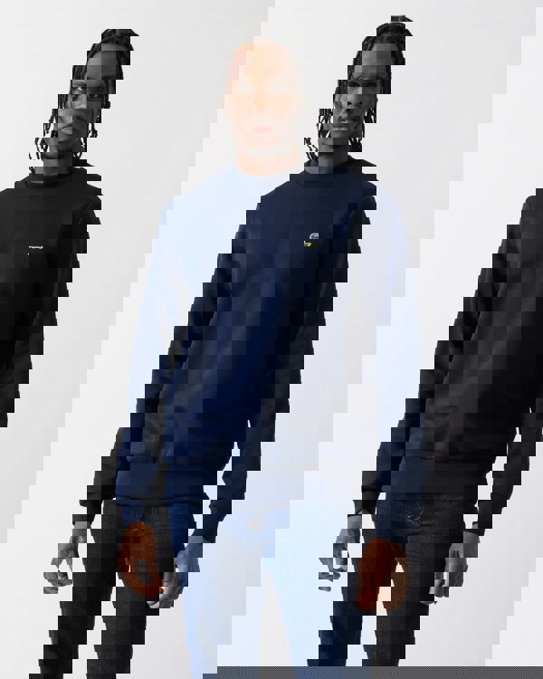 Lacoste Mens Crew Neck Fleece Sweatshirt - Navy Blue 166