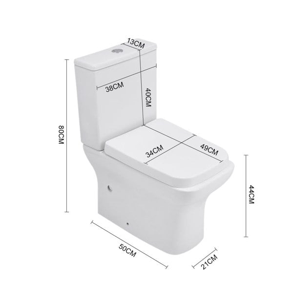 80cm H 2-Piece Elongated Square Toilet with Dual Flush Toilet Living and Home