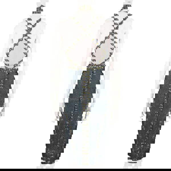 Herve Leger luxurious form fitting dress in a shimmering gunmetal tone