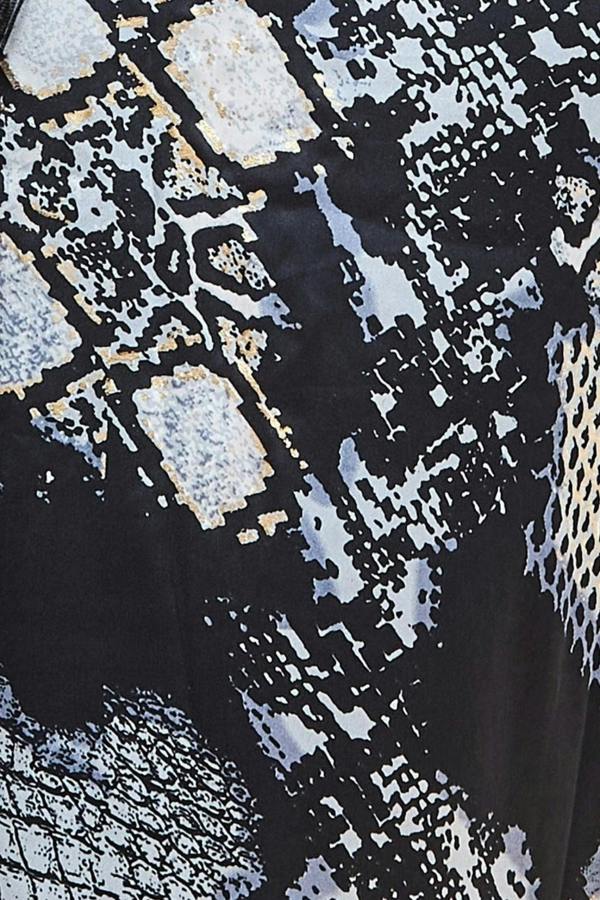 Foil Print Wrap Midi With Tassels - Black DR3699