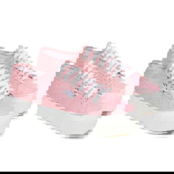 Superga Womens 2740 Lame Platform Trainers - Pink Begonia Iridescent