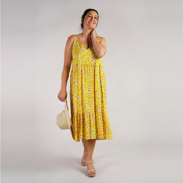 Antonia York Yellow Floral Sundress | Natalia Softly Gathered Strappy Dress