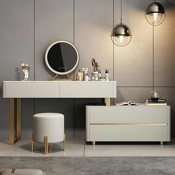 Maynard Dressing Table With Sideboard With LED Mirror-Weilai Concept-Weilai Concept