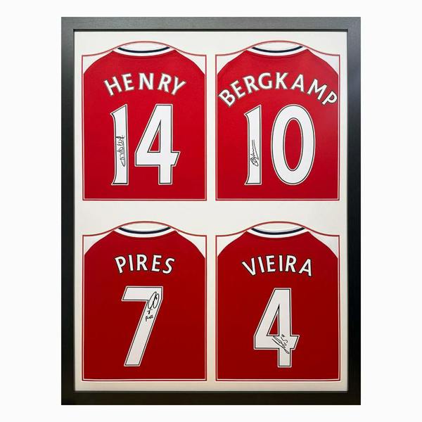 Unbranded Henry, Bergkamp, Vieira & Pires 4 signed framed shirts display