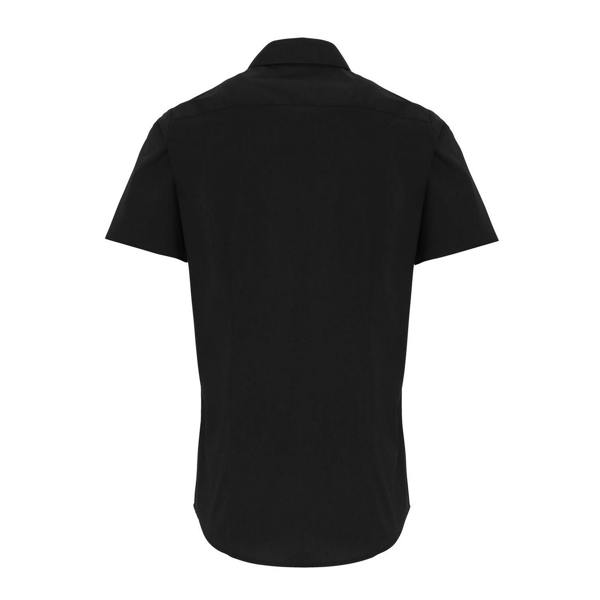 Premier Mens Poplin Stretch Short-Sleeved Shirt - Black