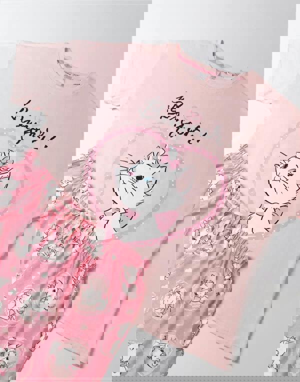 Disney Womens Pink Marie Short Sleeve Long Leg Pyjama Set