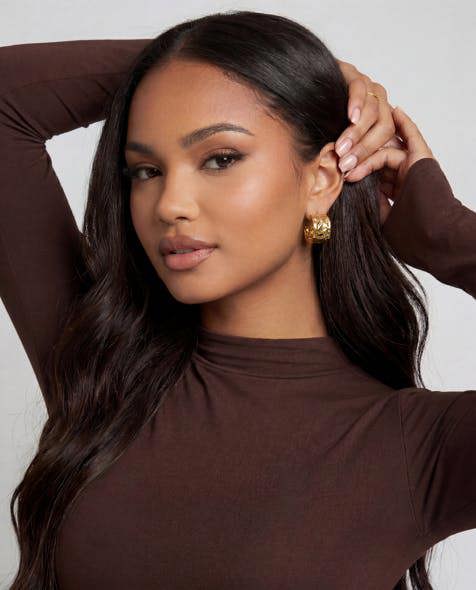 Elk & Bloom 14k Gold Hammered Flattie Hoops