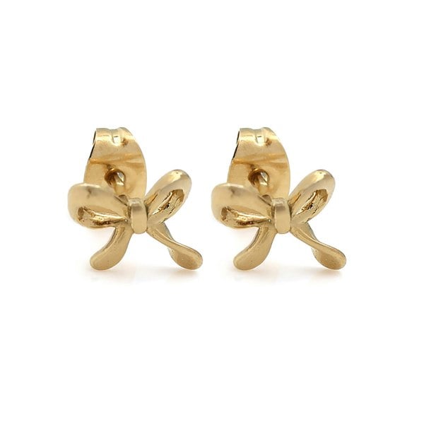 Say It With Bow Earrings - Yellow Gold Plated