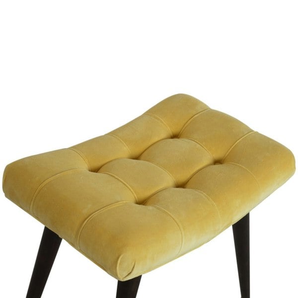 Artisan Furniture Mustard Cotton Velvet Curved Bench
