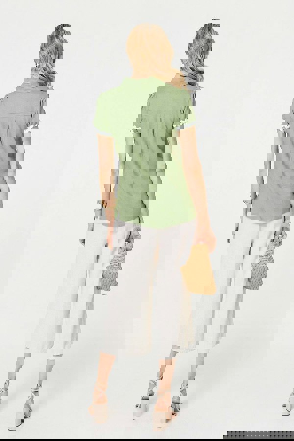 Sage | Zig Zag Trim Short Sleeve Shirt