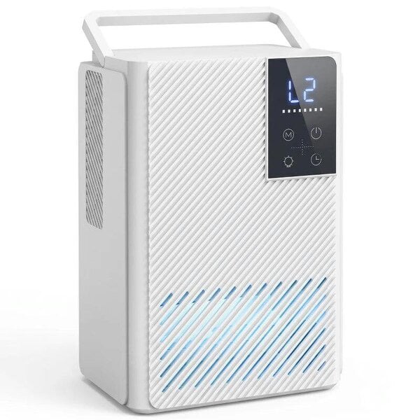 Bobobiy 400mL/Day Small Dehumidifier, RGB Mood Lights, 24H Timer, LED Display, Dehumidifier for Home Damp, White