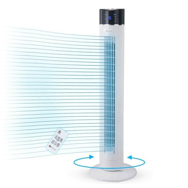 PureMate 43" Oscillating Tower Fan with air Purifier and Aroma Function White