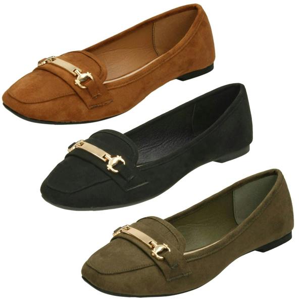Spot On Ladies Spot On Saddle Vamp Loafers