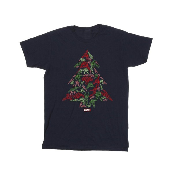 Marvel Boys Avengers Christmas Tree T-Shirt - Navy Blue