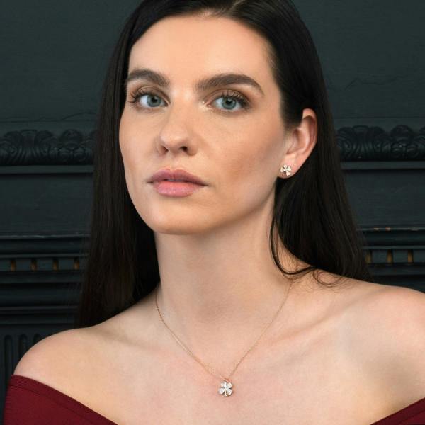 namana Rose gold Plated 925 Sterling Silver 4 Leaf Clover Pendant Necklace for Women