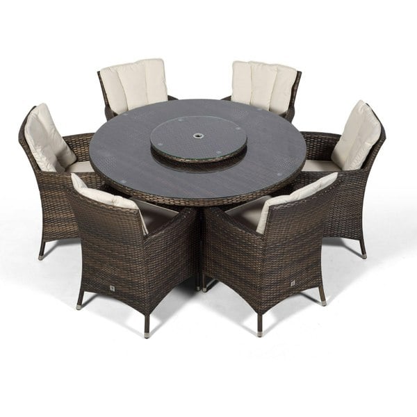 Giardino Savannah Round 6 Seater Rattan Patio Dining Set