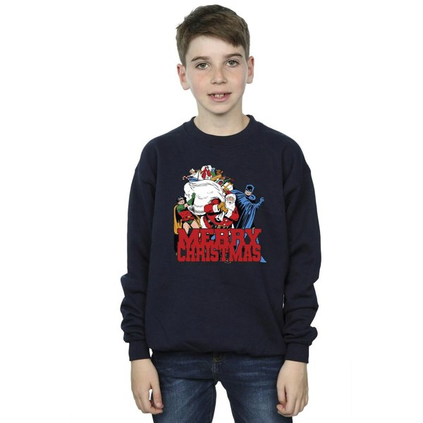 DC Comics Boys Batman Merry Christmas Comic Sweatshirt - Navy Blue