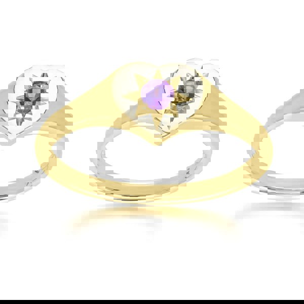 135R2055029 ECFEW™ 'The Liberator' Amethyst Heart Ring in 9ct Yellow Gold Front