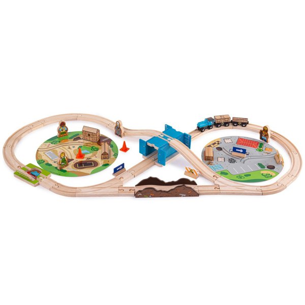 Bigjigs Rail Wooden Construction Train Set - 50 Pieces