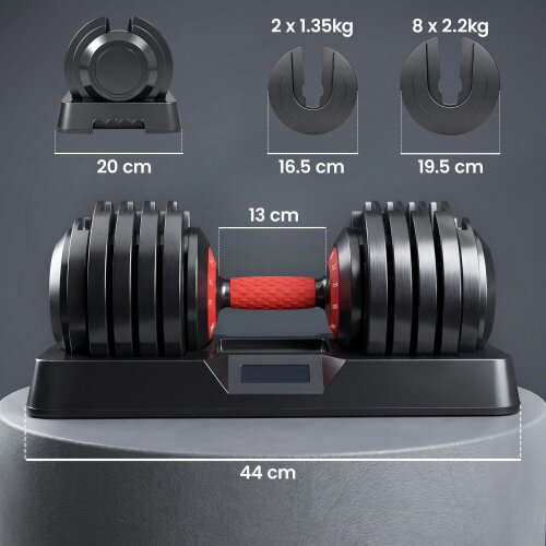 SPORTNOW 24kg Adjustable Dumbbell Set of 2, 10-in-1 Dumbbell Weights