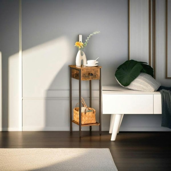 Modcraft Set of 2 Slim Bedside Table with Drawer