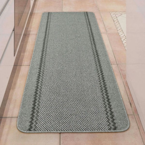 Machine Washable Design Mats | Grey Bordered Line | The Rugs