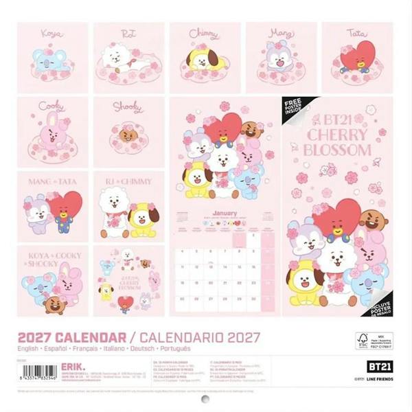 BT21, BTS x Line Friends Calendar 2027, Wall Calendars, Month To View, Entertainment, Gift