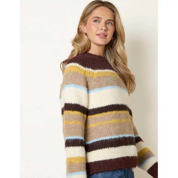 Blue Vanilla Striped Round Neck Knit Jumper