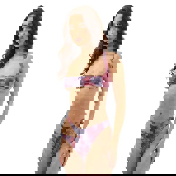 Off White Womens/Ladies Tie Dye Cut Out Bikini Set - Pink/Blue - 