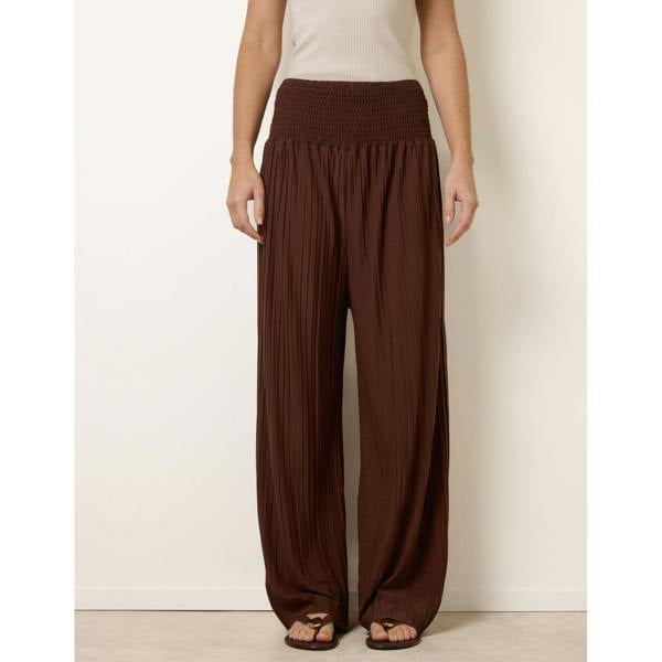 Blue Vanilla Shirred Waist Pleated Wide Leg Trousers