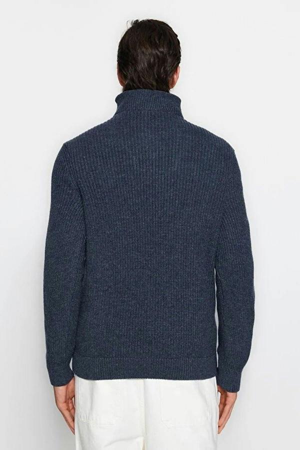 WOVCOR Regular Woolen Zippered Turtleneck Knit Men's Sweater