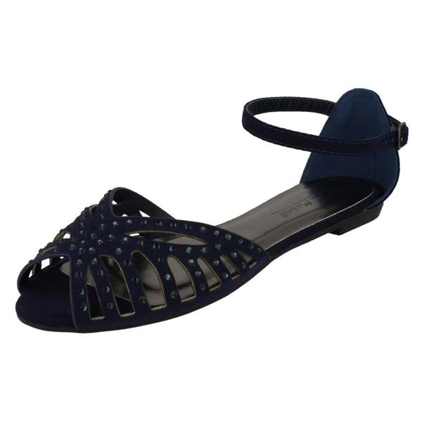 Anne Michelle Ladies Anne Michelle Flat Diamante Trim Sandals